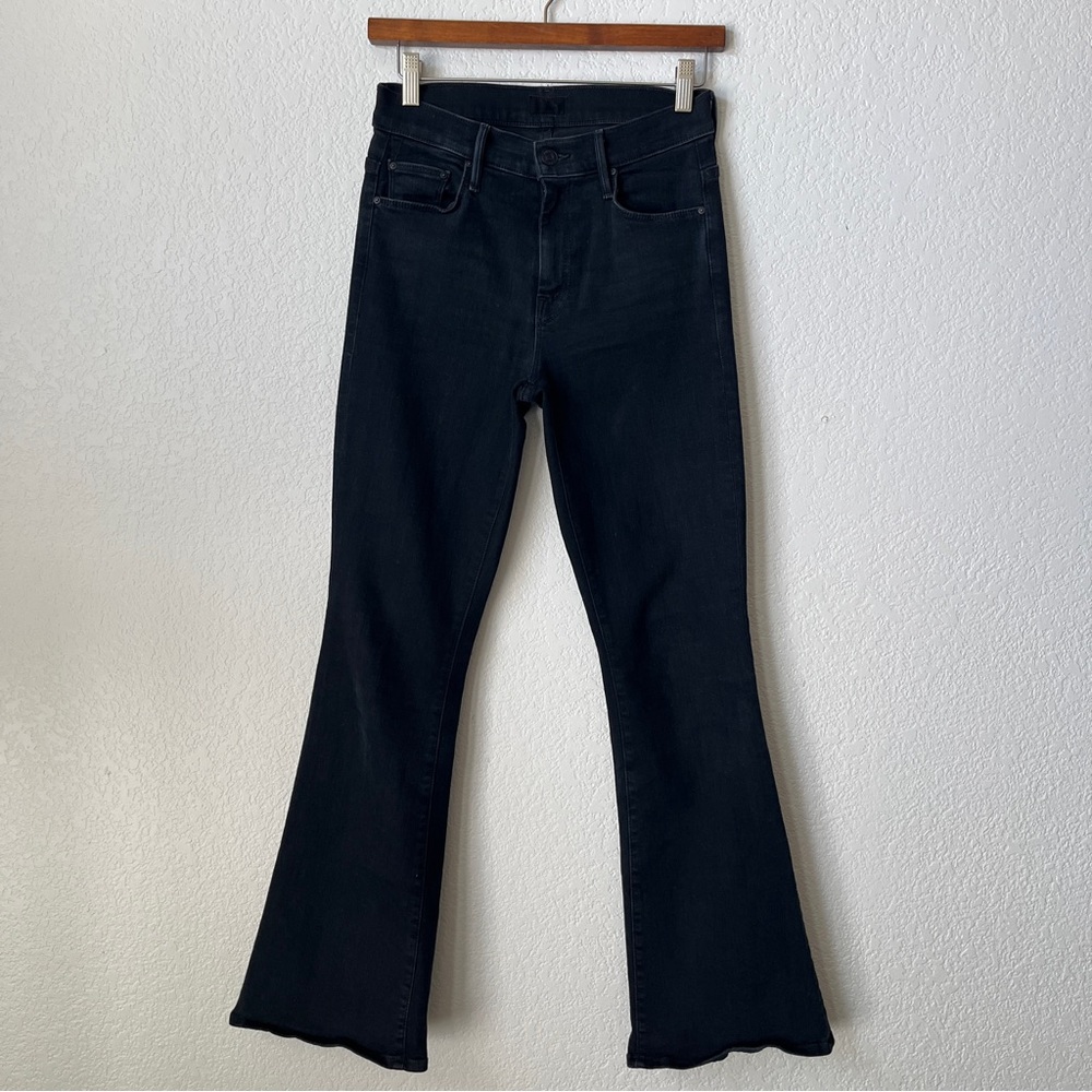 Mother Denim The Weekender High-Rise Flare Jeans in Blackbird